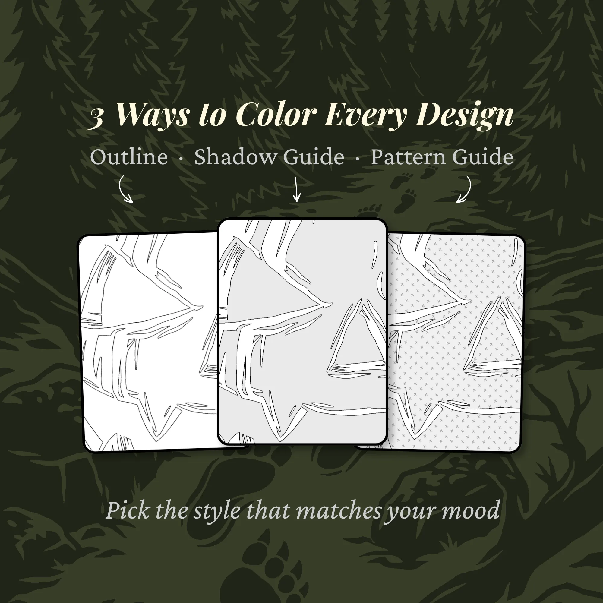 Monstrum Monochrome Coloring Book, Classic Monsters Halloween Horror Cryptids, Printable PDF PNG (60 Designs)