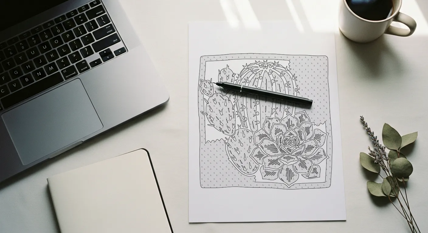 Closed laptop pushed aside, blank paper and pen in focus — choosing analog over digital.