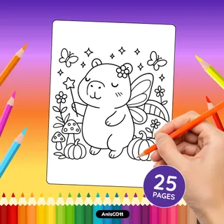 Capybara Halloween: Cute Costume Bold & Easy Coloring Pages