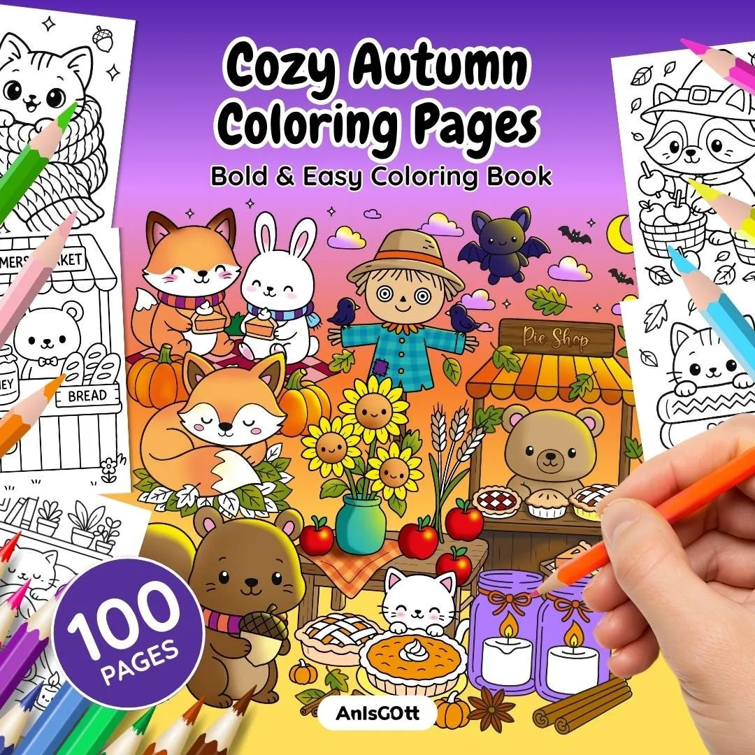 AnIsGOtt Cozy Autumn - Cover Preview - Cozy Autumn release stress monochrome coloring