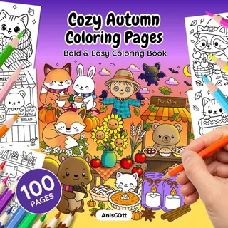 Cozy Autumn: Monochrome Coloring Pages