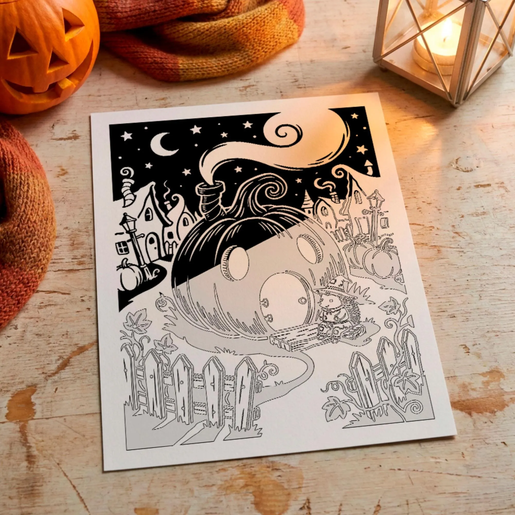 Cozy Halloween Monochrome Coloring Bundle