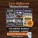 Cozy Halloween Monochrome Coloring Bundle: Just One Color