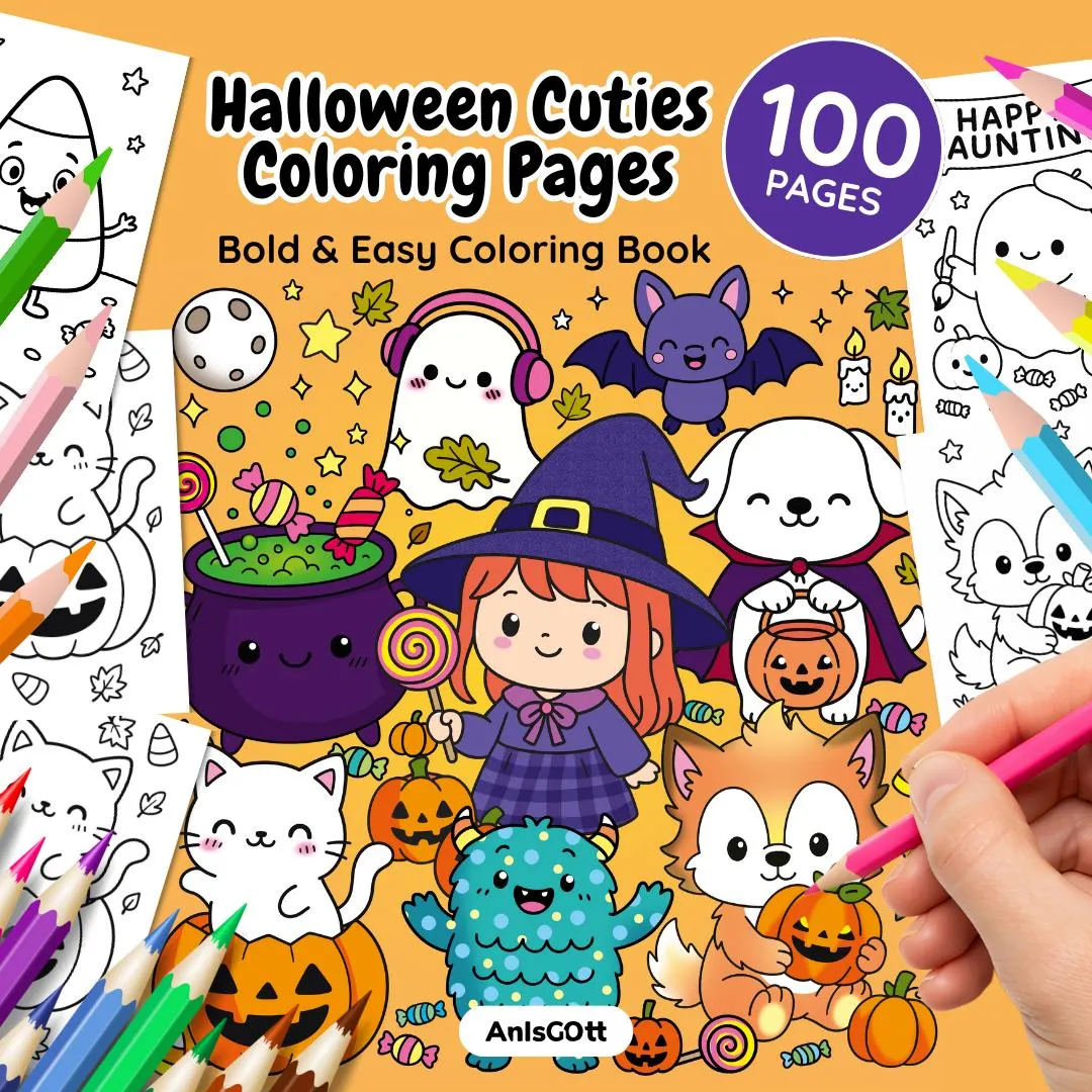 AnIsGOtt Halloween Cuties - Cover Preview - Halloween Cuties release stress monochrome coloring