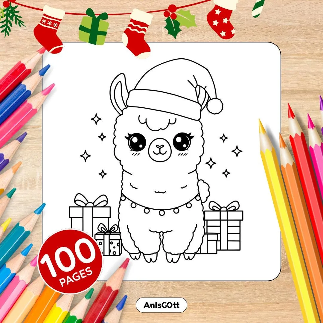 Kawaii Christmas Coloring Book: 100 Bold & Easy Festive Holiday Pages (Printable PDF)