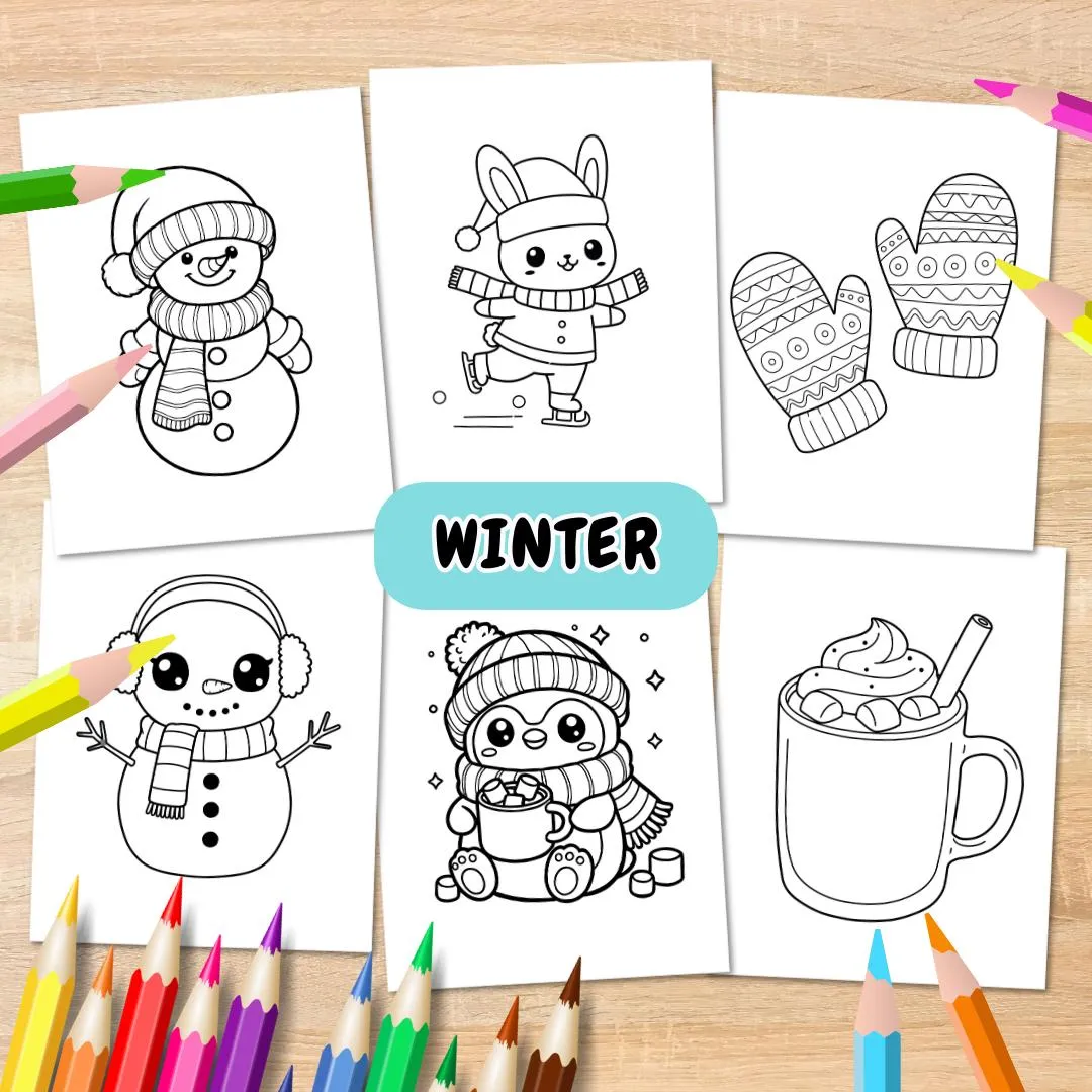 Kawaii Seasonal Coloring Pages: 150 Bold & Easy Designs (PDF) Christmas, Winter, Fall, Spring and Summer