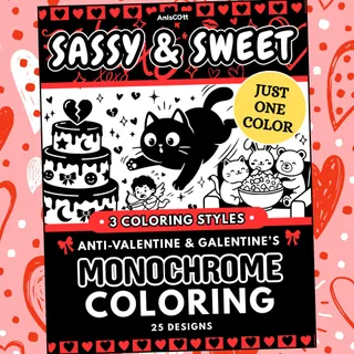 Anti-Valentine: Sassy & Sweet Monochrome Coloring Pages