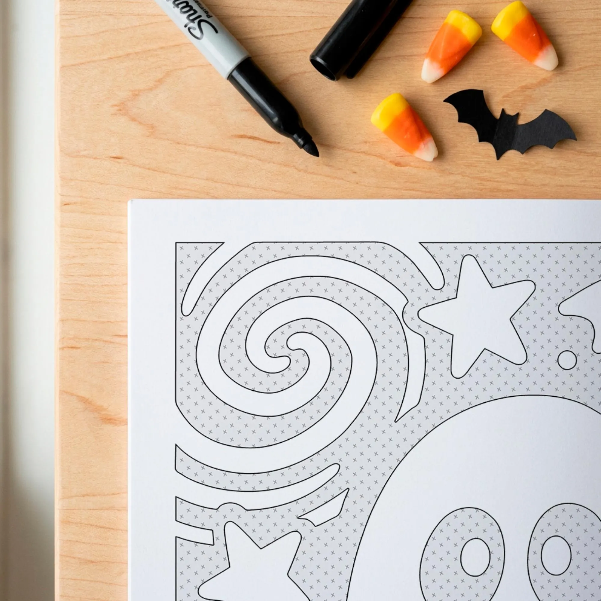 Bold & Easy Halloween Monochrome Coloring Book, Cozy Spooky Cute Ghost Pumpkin Pages, One Color Kids Adult Printable PDF PNG (50 Designs)