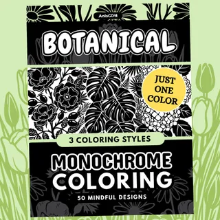 Botanical Monochrome: Floral One Color Monochrome Coloring Pages