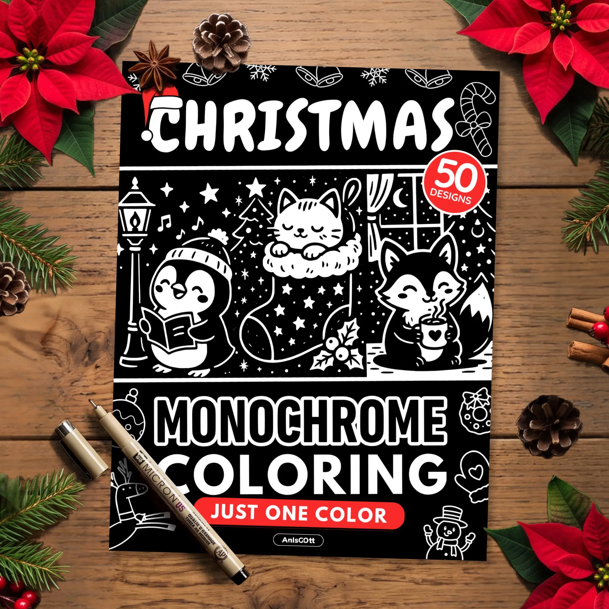 AnIsGOtt Christmas Monochrome - Cover Preview - Monochrome Coloring