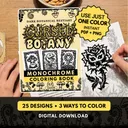 Cursed Botany: Dark Botanical Bestiary Monochrome Coloring Pages