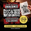 DRACONIS: Epic Dragon Monochrome Coloring Pages
