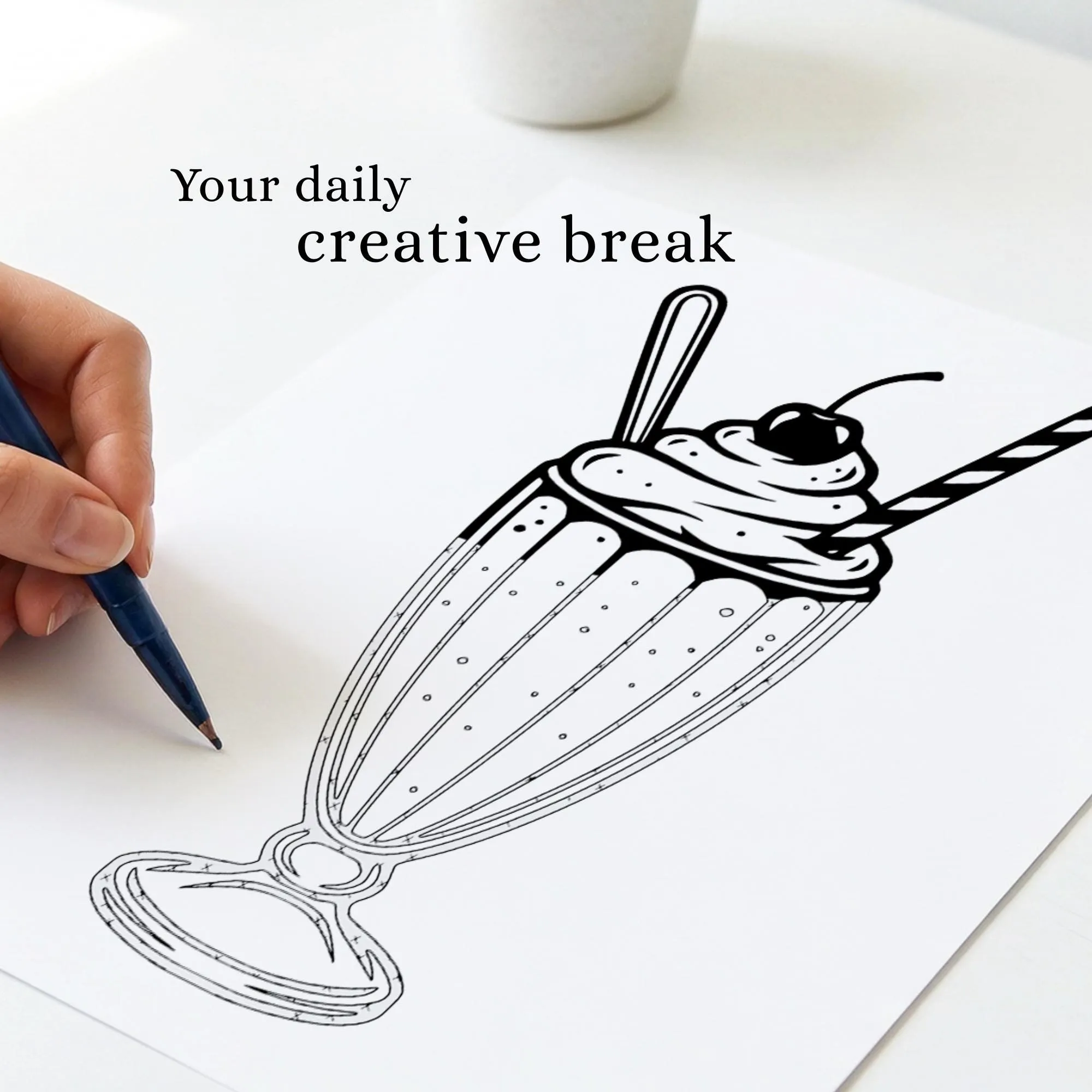 Food Snacks Monochrome Coloring Book, Bold Easy, One Color Adult Stress Relief Pages Printable PDF PNG (50 Designs)