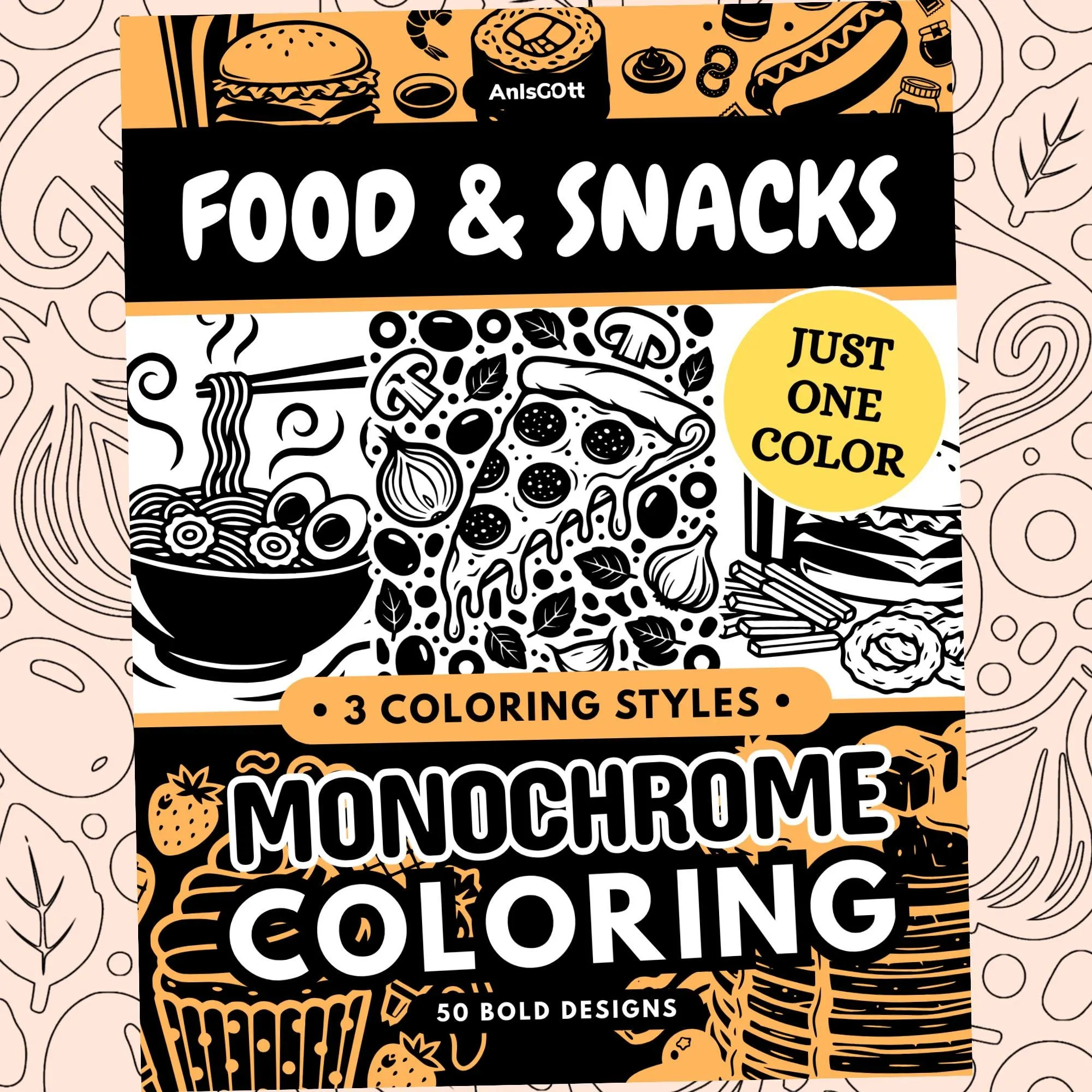 AnIsGOtt Food Snacks Monochrome - Cover Preview - Monochrome Coloring