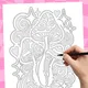 Groovy Retro Monochrome Coloring Book, Trippy 70s 90s, Bold Easy One Color Stress Relief Printable Pages PDF PNG (50 Designs)