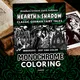 Hearth & Shadow Monochrome Coloring Book, Brothers Grimm Fairy Tales, Dark Gothic One Color Printable PDF PNG (56 Designs)