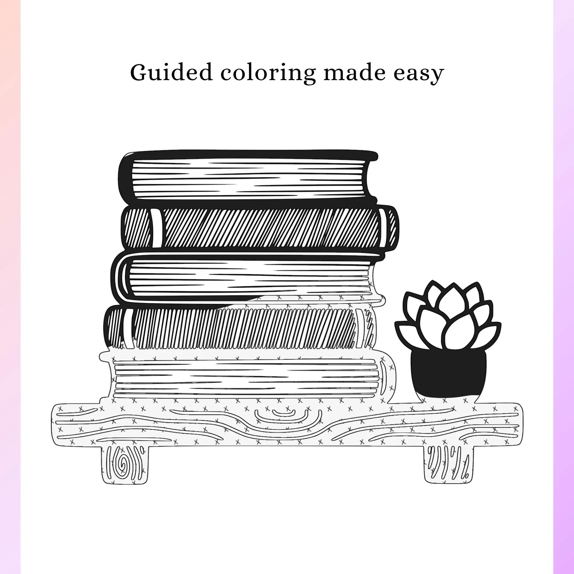 Hygge Cafe Monochrome Coloring Book, Cozy Cats, Stress Relief Just One Color Printable PDF (50 Designs)