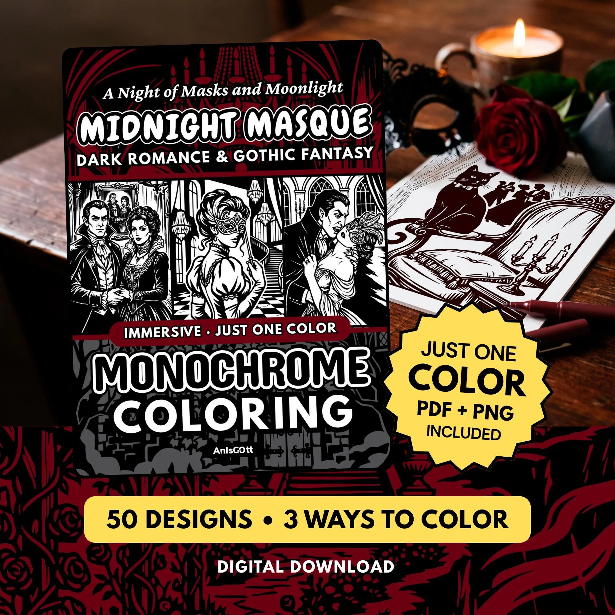 AnIsGOtt Midnight Masque Monochrome - Cover Preview - Monochrome Coloring