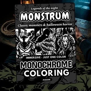 Monstrum: Classic Monsters Monochrome Coloring Pages