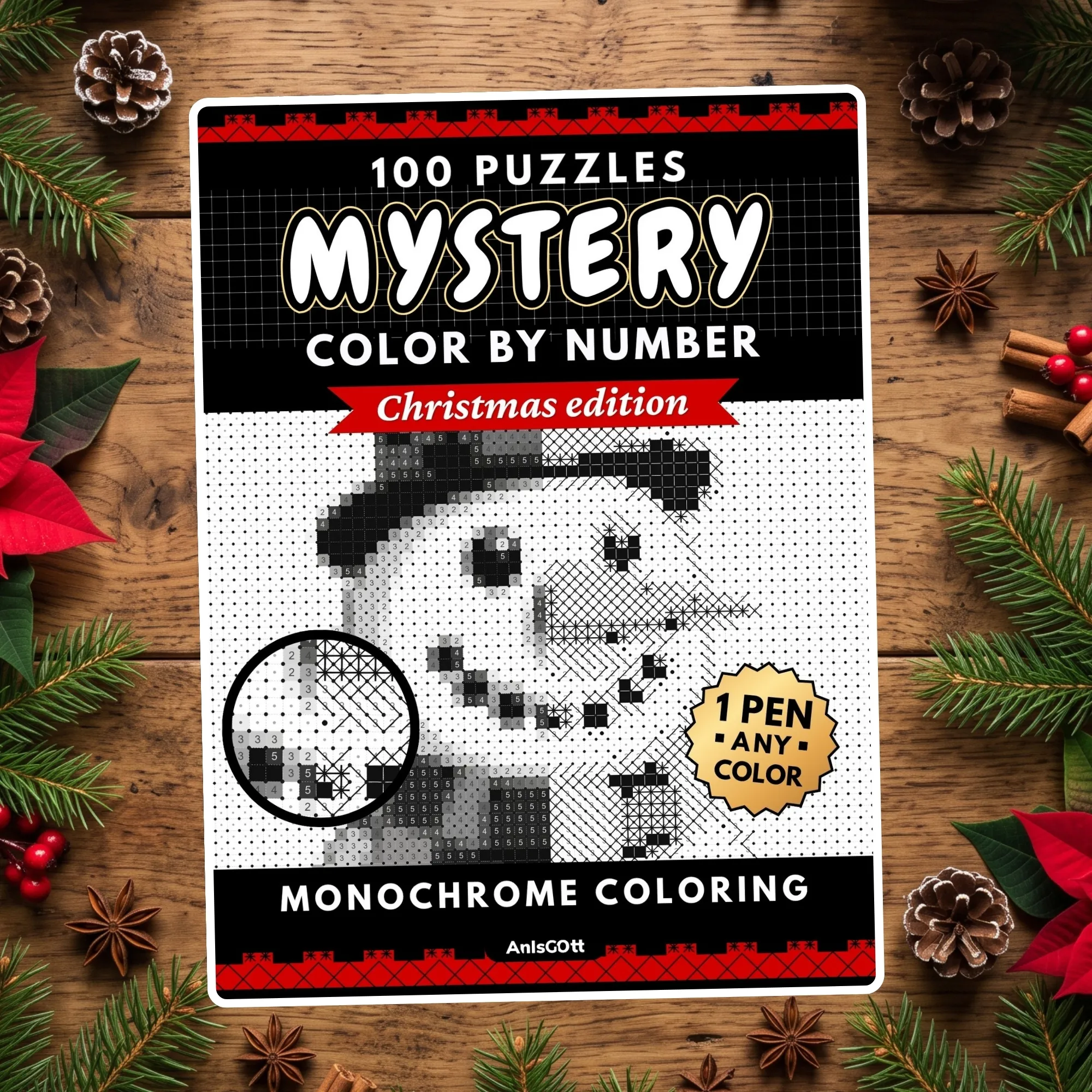 Mystery Color by Number monochrome coloring book, image 1 of 8