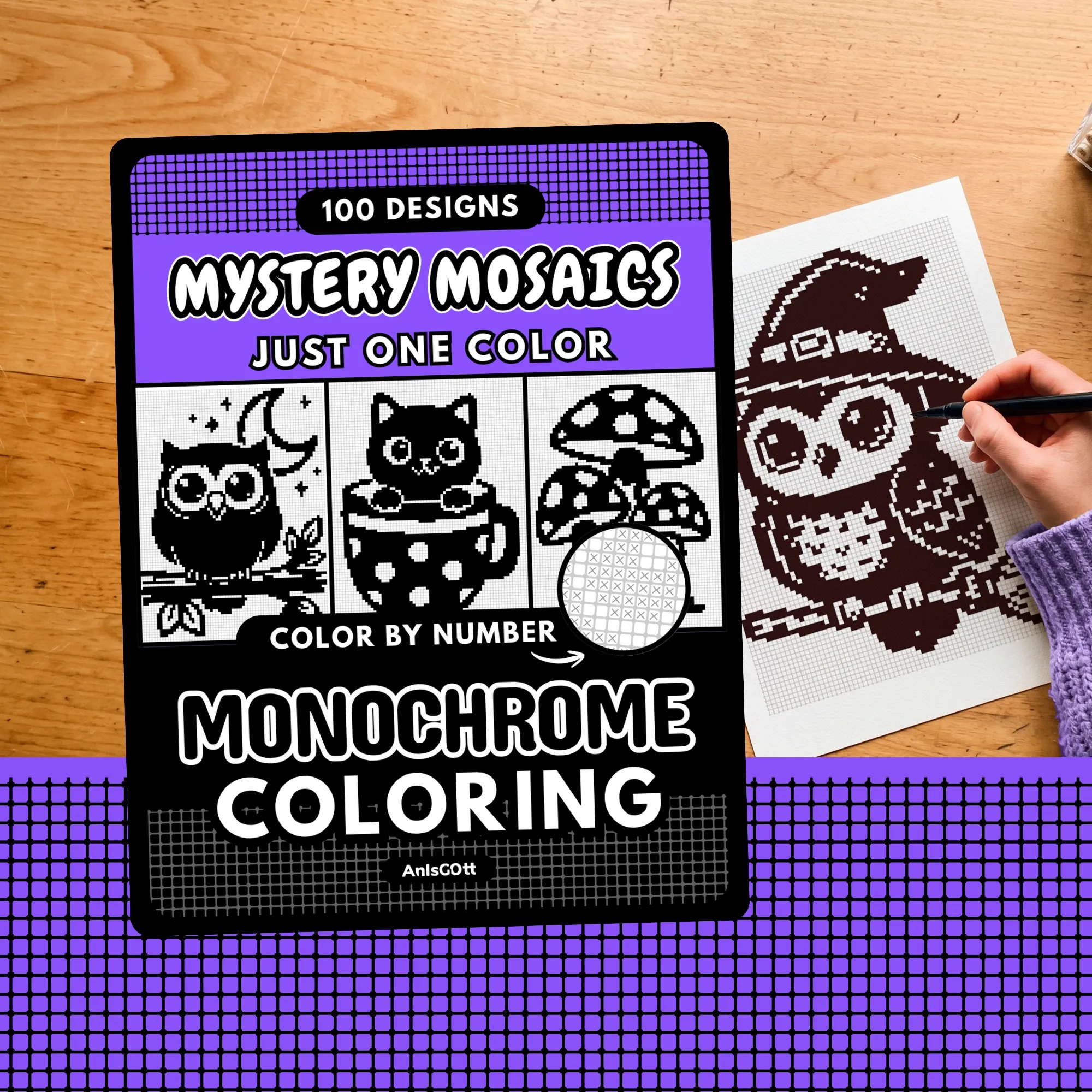 AnIsGOtt Mystery Mosaics Monochrome - Cover Preview - Monochrome Coloring