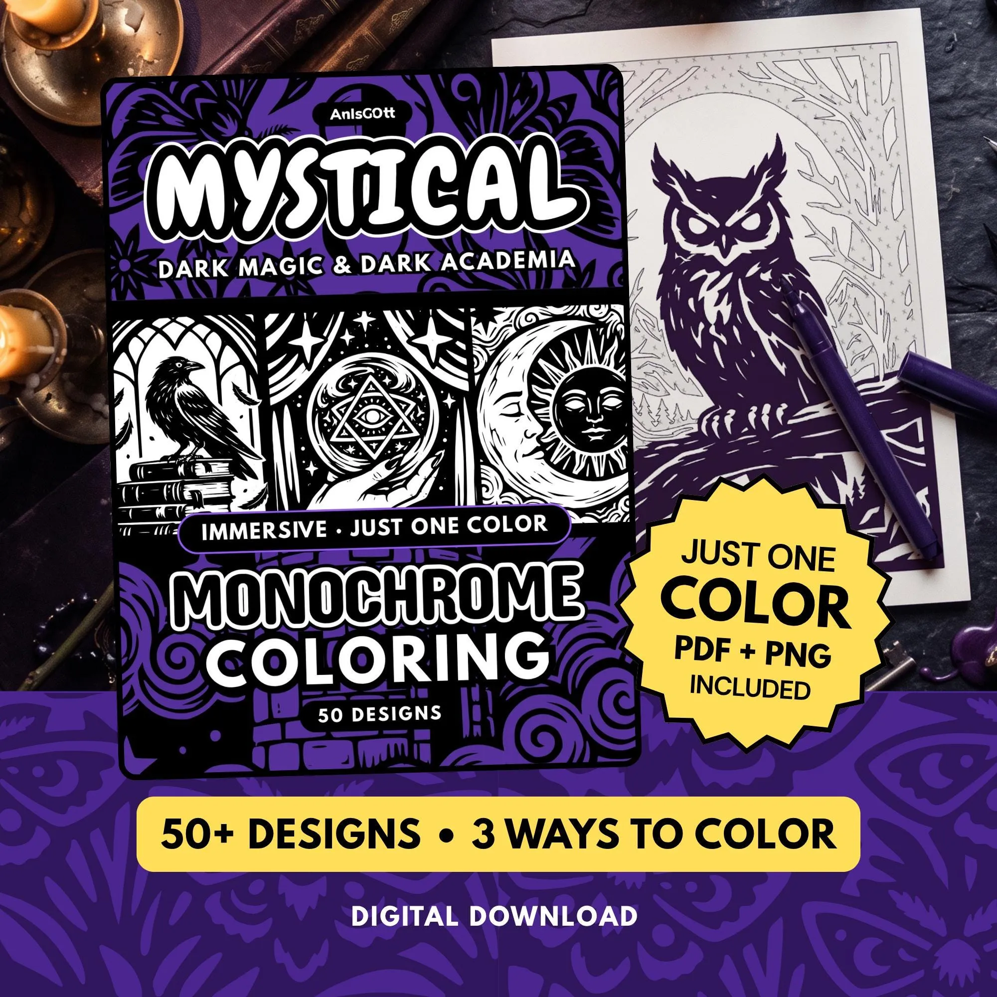 AnIsGOtt Mystical Monochrome - Cover Preview - Monochrome Coloring