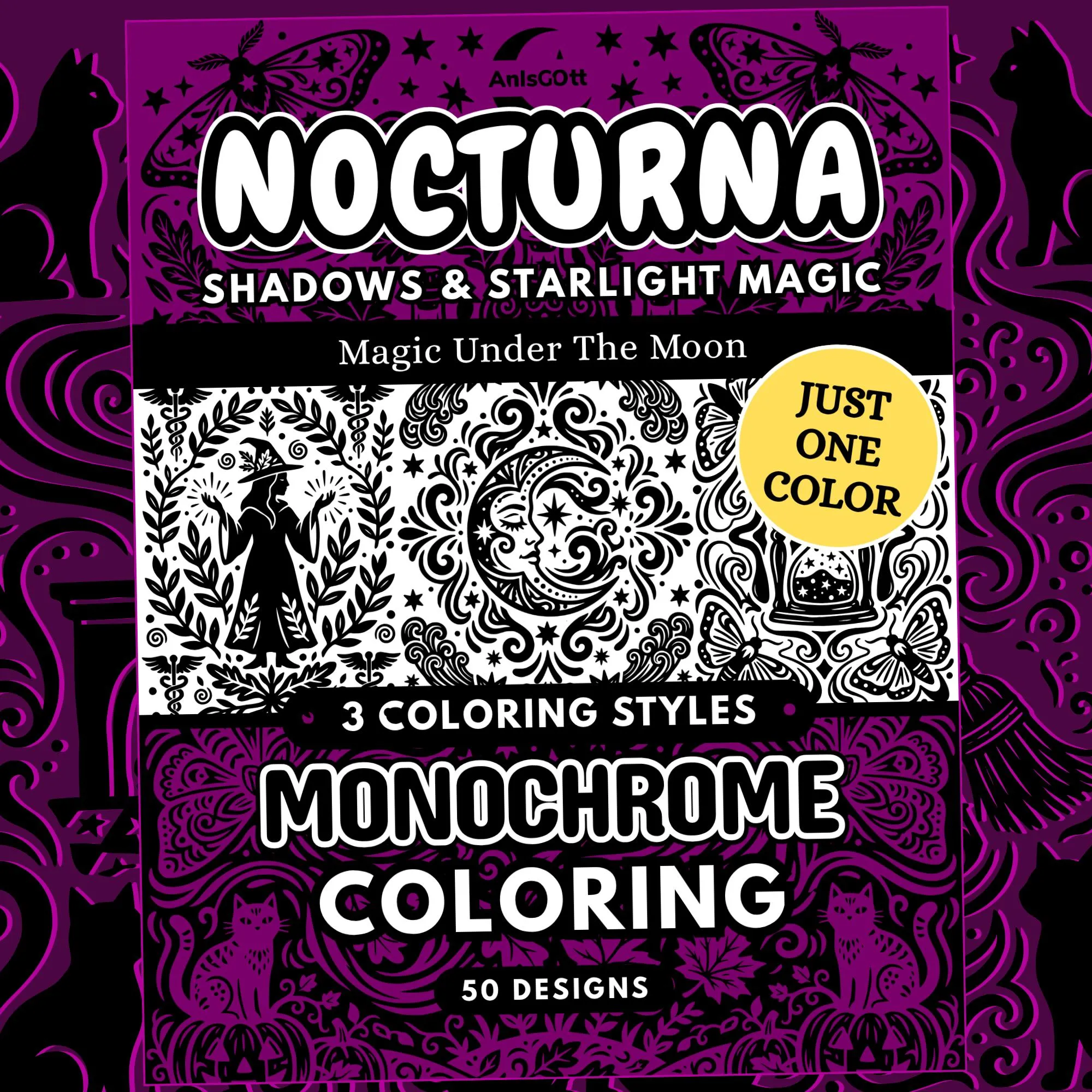 AnIsGOtt Nocturna Monochrome - Cover Preview - Monochrome Coloring