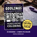 Oddlings: Creepy Cuties Gothic Monochrome Coloring Pages