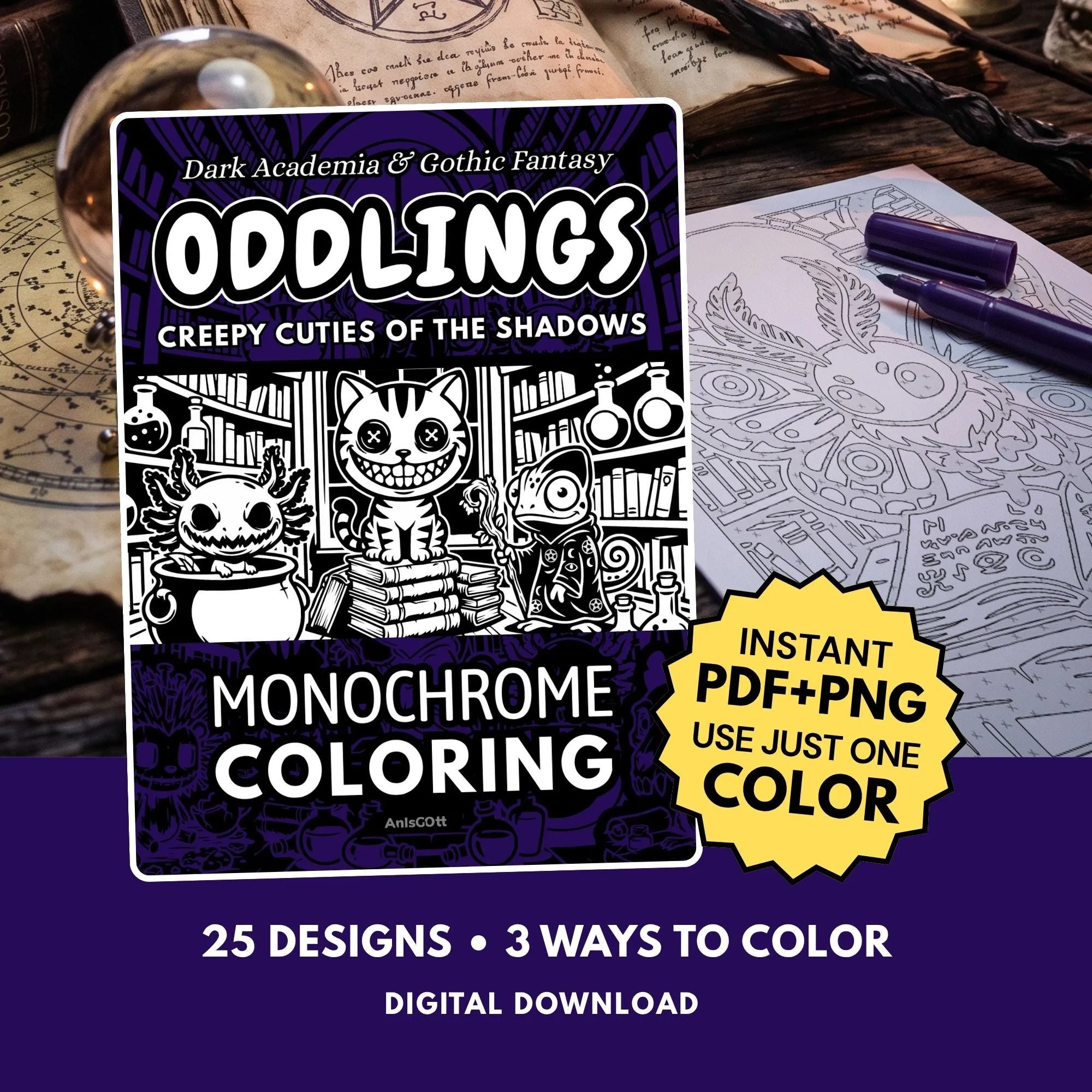 AnIsGOtt Oddlings Monochrome - Cover Preview - Monochrome Coloring