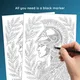 Olympus Greek Gods Coloring Book, Monochrome Mythic Beasts, One Color Adult Stress Relief Pages Printable PDF PNG (25 Designs)