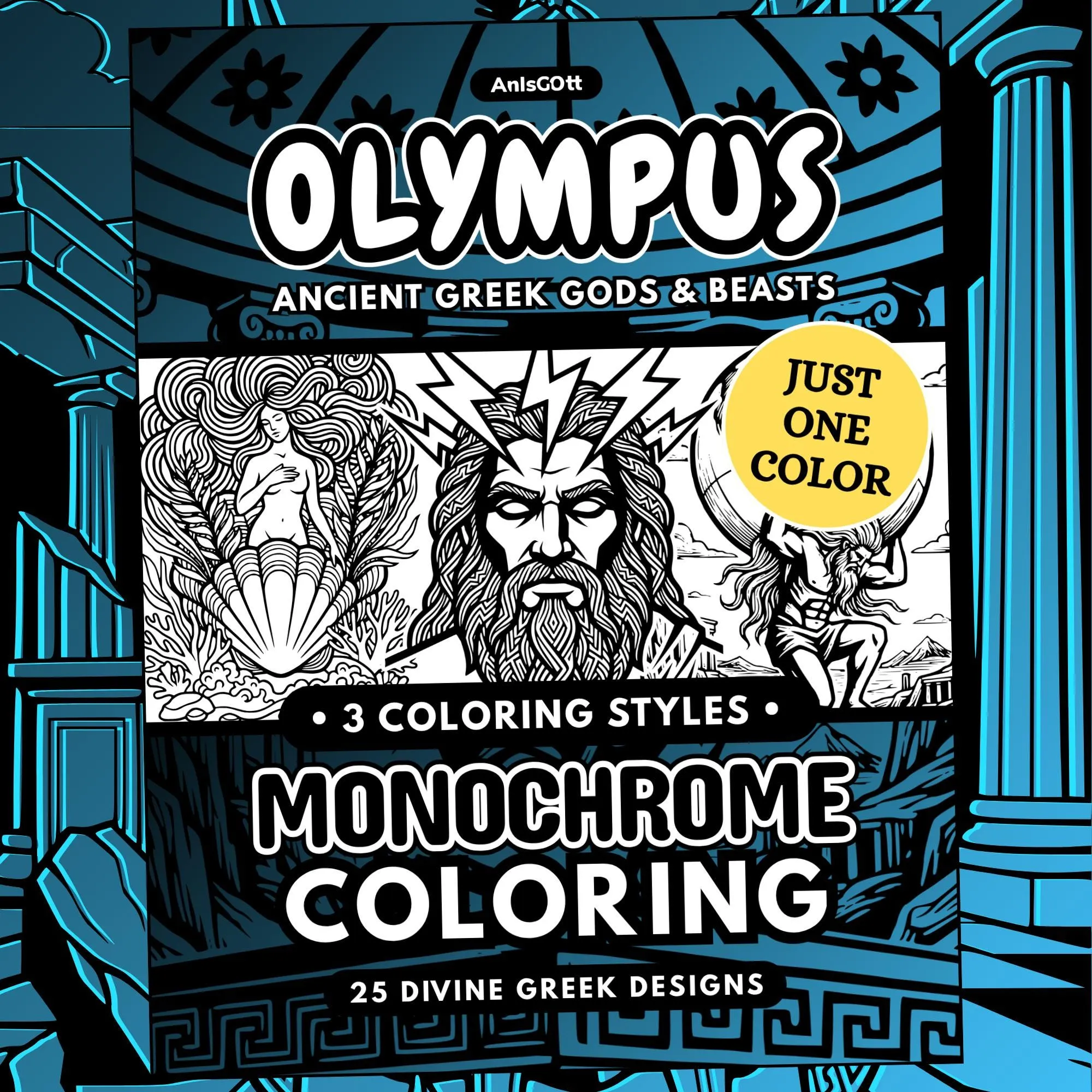 AnIsGOtt Olympus Greek Gods - Cover Preview - Monochrome Coloring