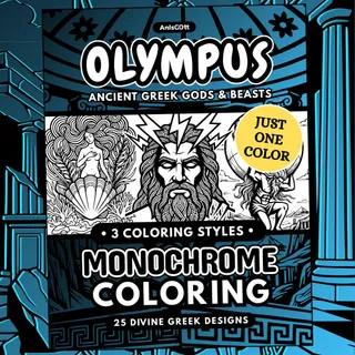 Olympus Mythology: Greek Gods Monochrome Coloring Pages
