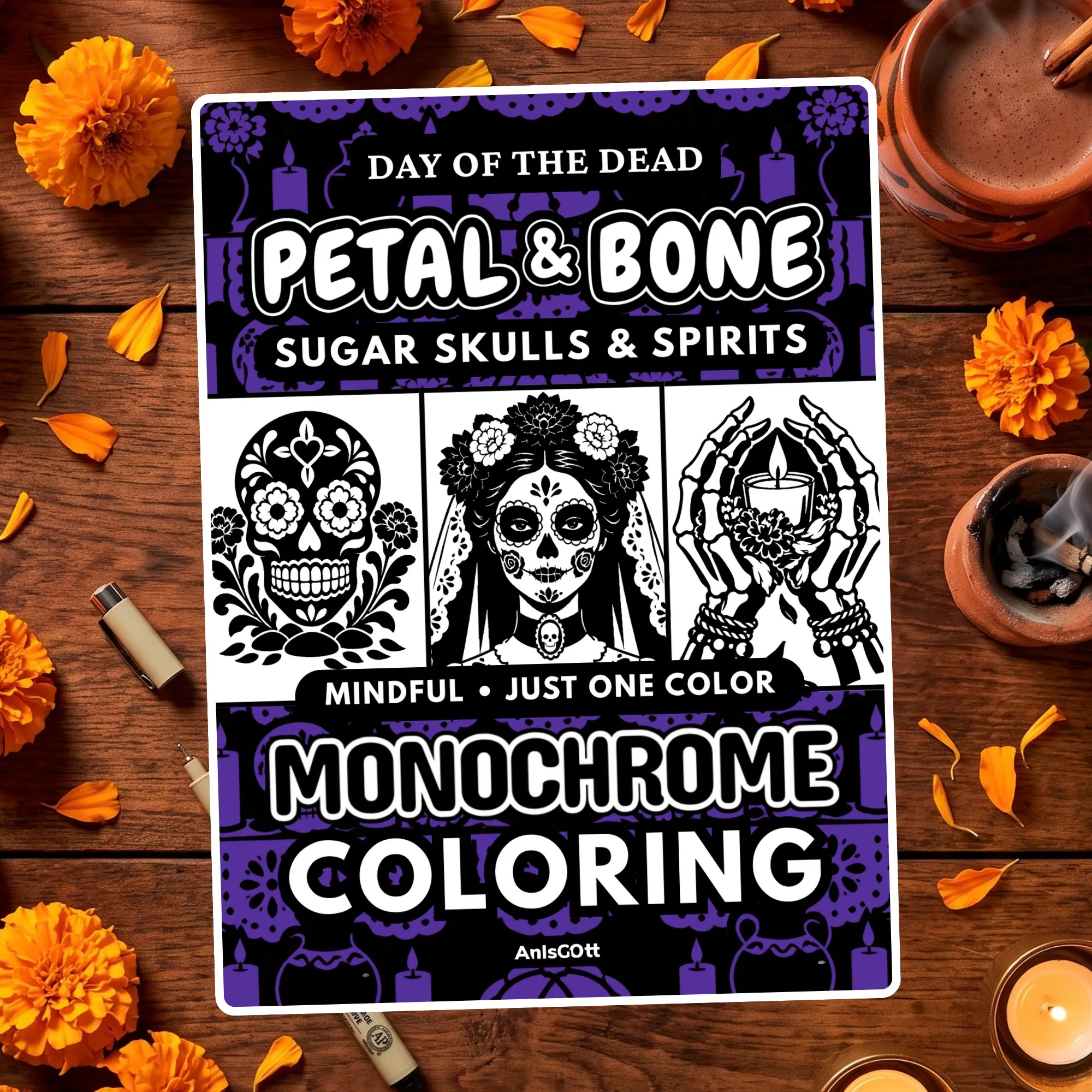Petal & Bone monochrome coloring book, image 1 of 8