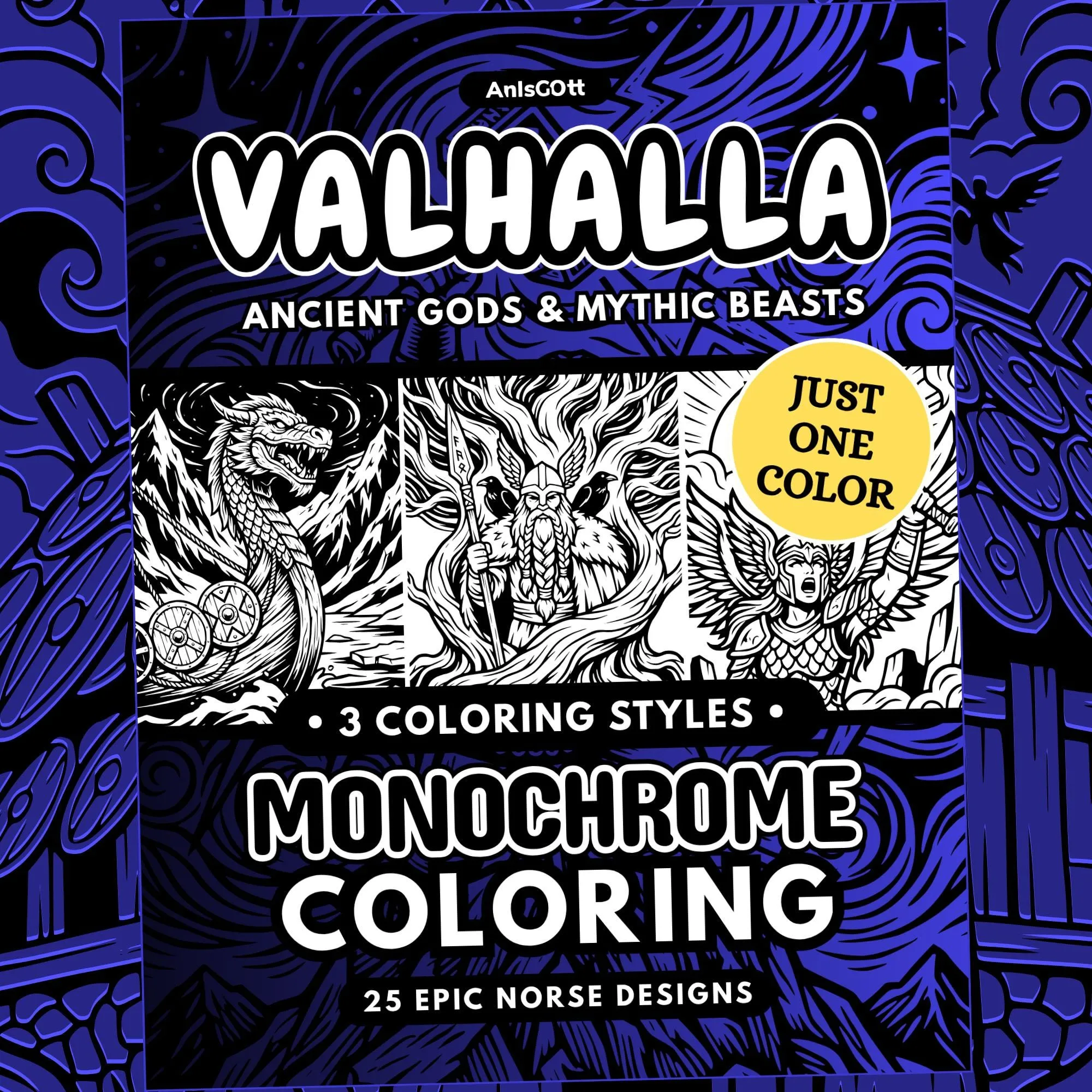 AnIsGOtt Valhalla Monochrome - Cover Preview - Monochrome Coloring