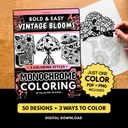 Vintage Blooms: Bold & Easy Vintage Monochrome Coloring Pages