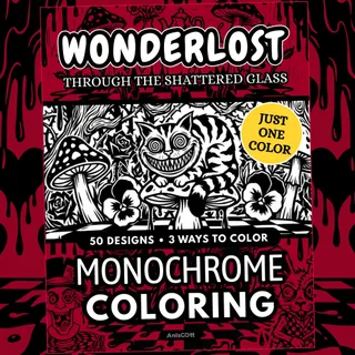 Wonderlost: Dark Alice-Inspired Gothic Fantasy Monochrome Coloring Pages