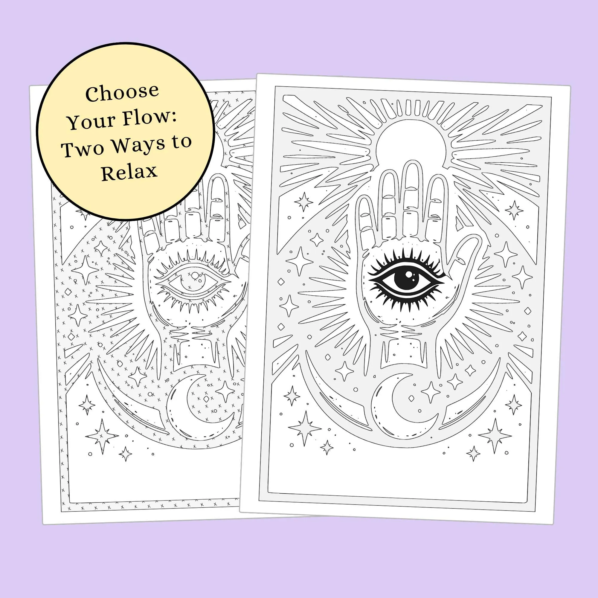 Mystical Monochrome Coloring Book, Dark Academia, Witchy, One Color Stress Relief Printable Pages PDF PNG (50 Designs)