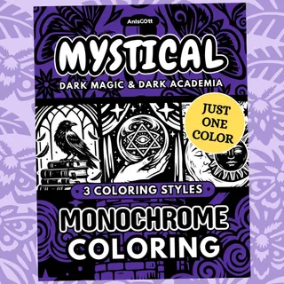 Mystical Monochrome: Dark Academia & Witchy Coloring Pages