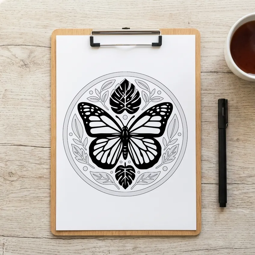 Zen Coloring Ritual Scene