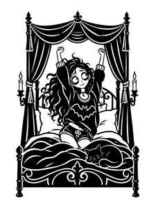 Gloom & Cocoa monochrome coloring page 1