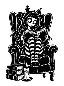 Gloom & Cocoa monochrome coloring page 3