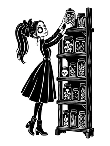 Gloom & Cocoa monochrome coloring page 6