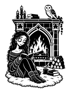 Gloom & Cocoa monochrome coloring page 8