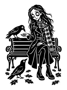 Gloom & Cocoa monochrome coloring page 9