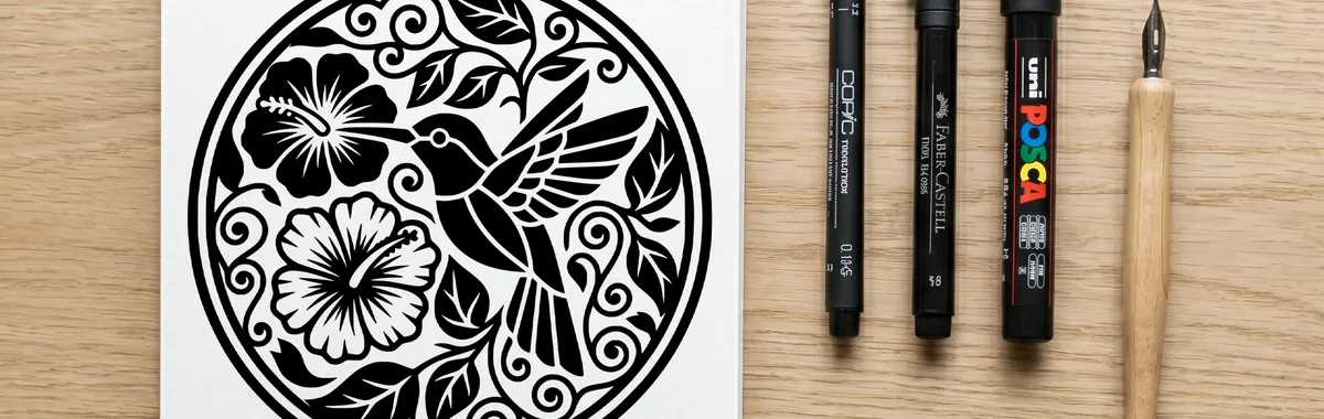 Artistic combination of inks and professional paper