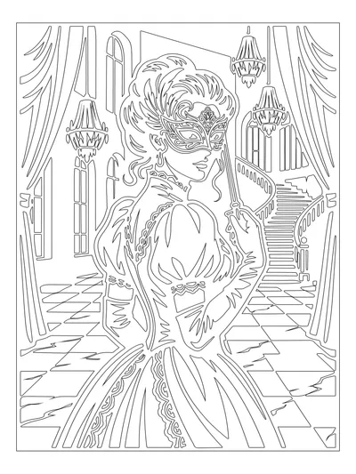 Classic Outline monochrome coloring style