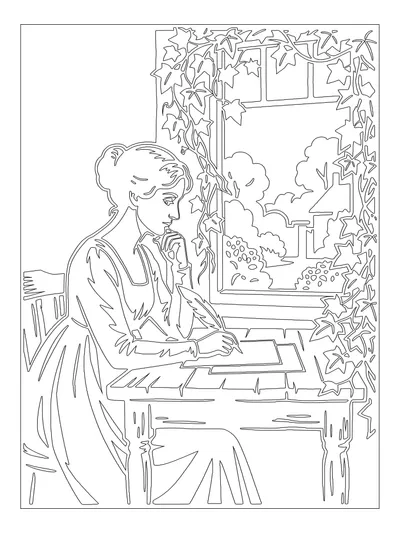 Classic Outline monochrome coloring style