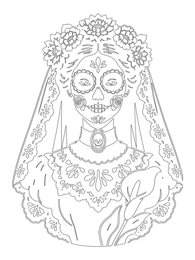 Petal & Bone coloring page in Classic Outline style